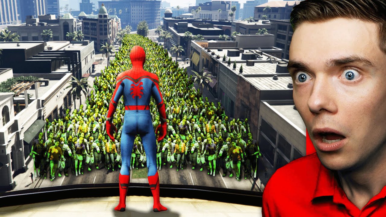 Surviving ZOMBIE APOCALYPSE As SPIDER-MAN In GTA 5 (Mods)
