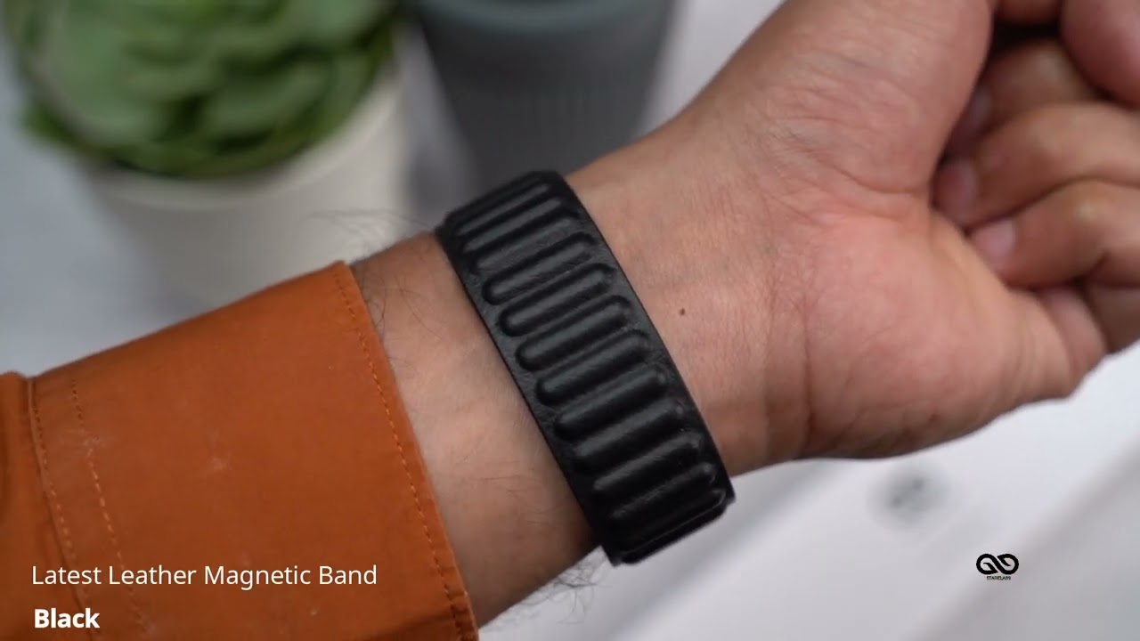 Black Latest Leather Magnetic Band For Apple Watch 38/40/41/42/44/45mm
