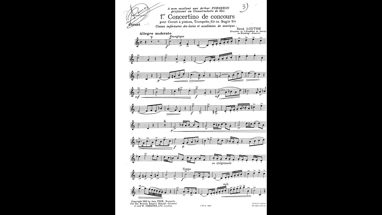 R.LOUTHE, Concertino de Concours for trumpet and piano