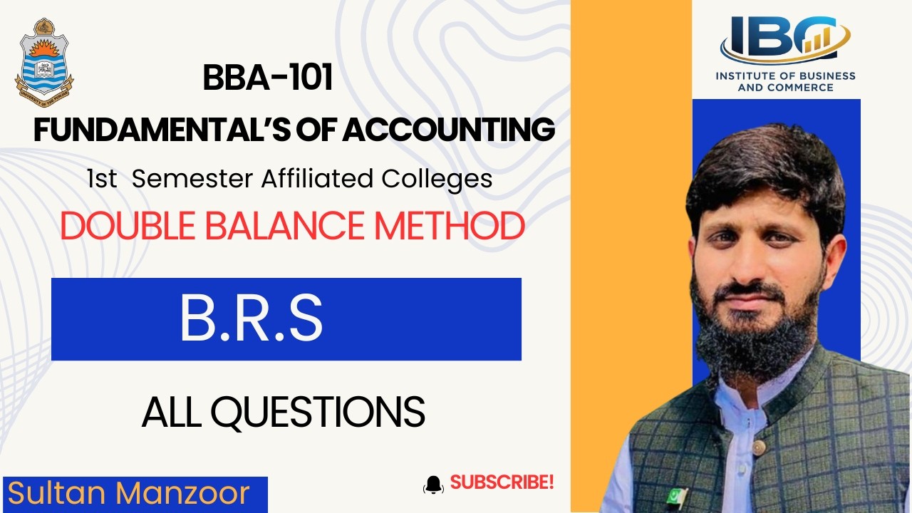 Double Balance Method BRS Numerical Past Papers Punjab University