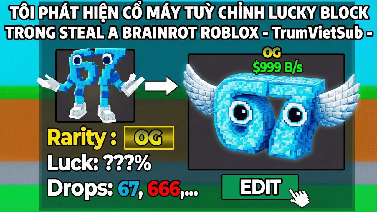Tôi phát hiện CỔ MÁY TUỲ CHỈNH LUCKY BLOCK TRONG STEAL A BRAINROT ROBLOX - TrumVietSub -