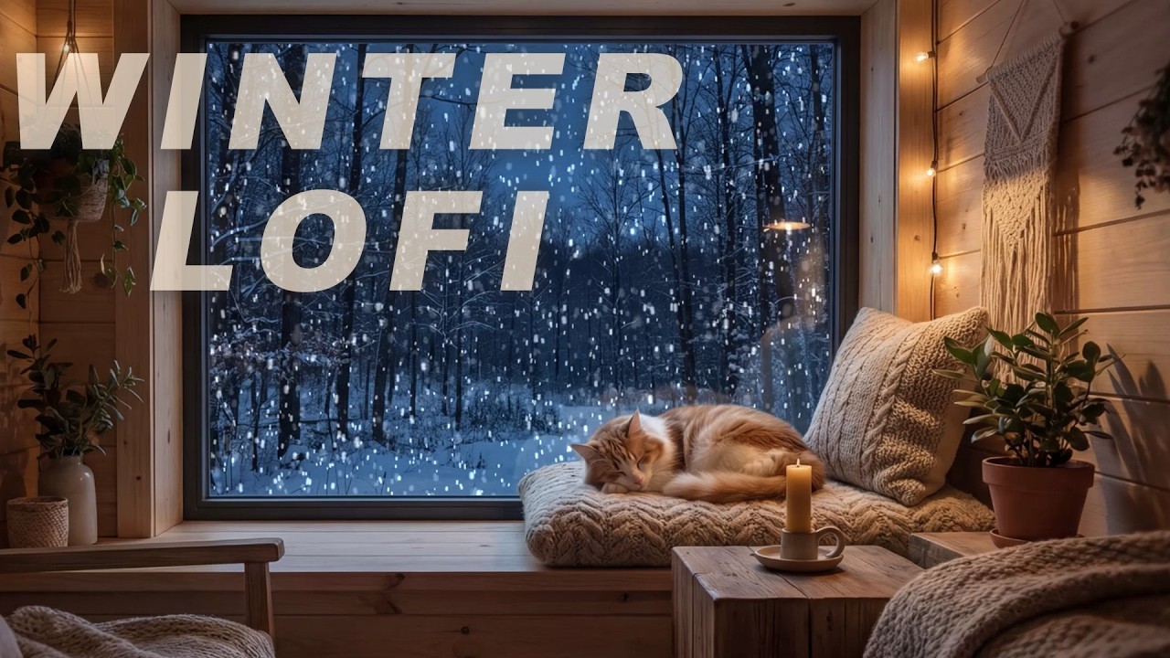 ❄️ Snowy Forest Ambience | Candlelight, Snowfall & Peaceful Cat 🕯️