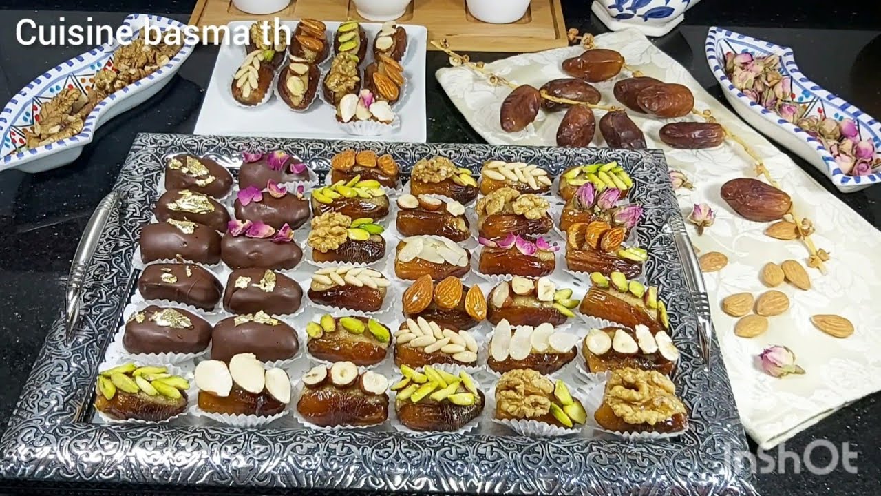 تمر محشي/دقلة محشية بعجين اللوز والشكلاطة بطريقه بسيطه👌حلويات راقية لرمضان🌙والعيد🌙بنينة ومزيانة👏