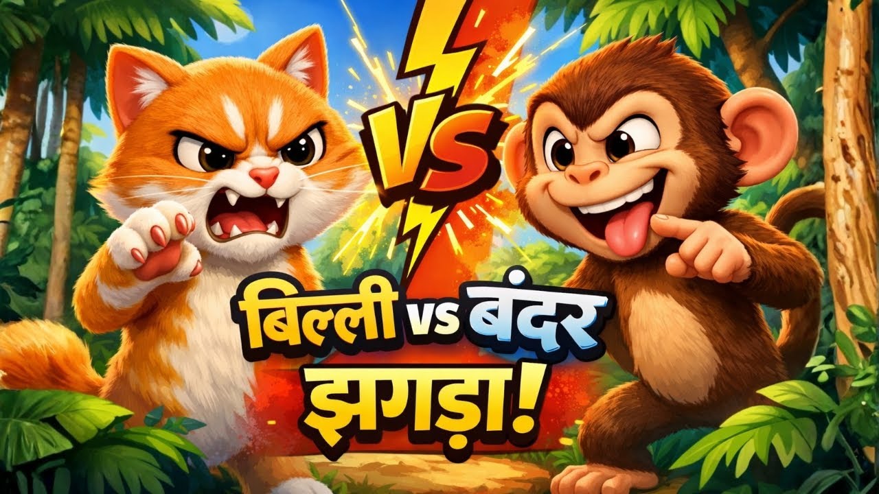 Cat vs Monkey 🤣 | Funny Kids Rhyme | Billi Aur Bandar Ka Jhagda | BTTV Kids