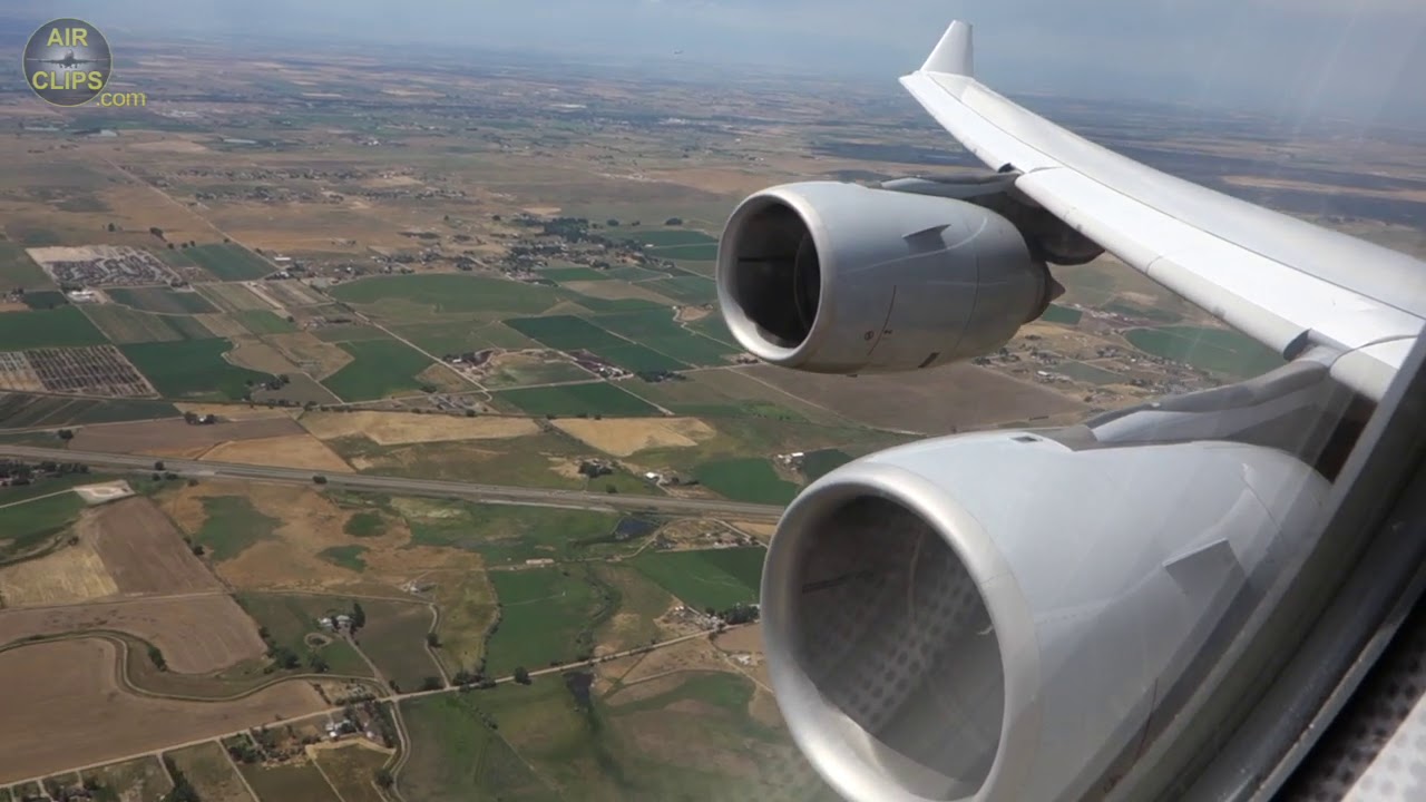 MIGHTY A340-600 Denver Landing, Lufthansa from Munich! Got to LOVE the Quads!!!  [AirClips]