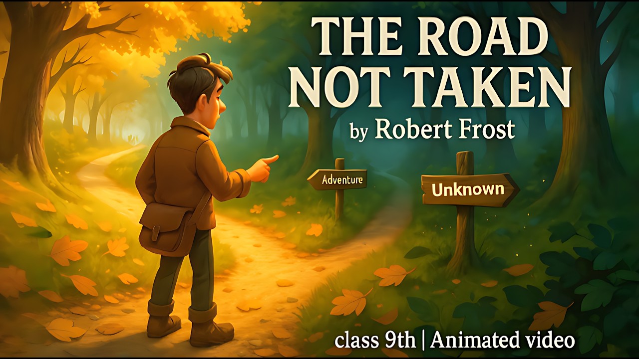 The Road Not Taken Class 9 - By Robert Frost 🤔 | Class 9 English Poem - the road not taken Animation
