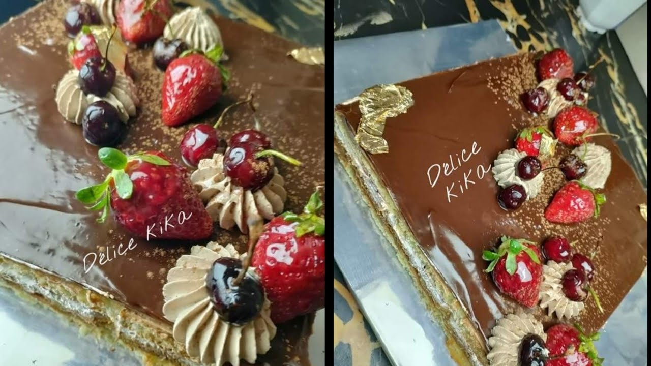 كيكة عيد ميلاد بالشكولاطة🍫محشية بكريمة تقتل بالبنة🤤انيقة وسهلة التحضير