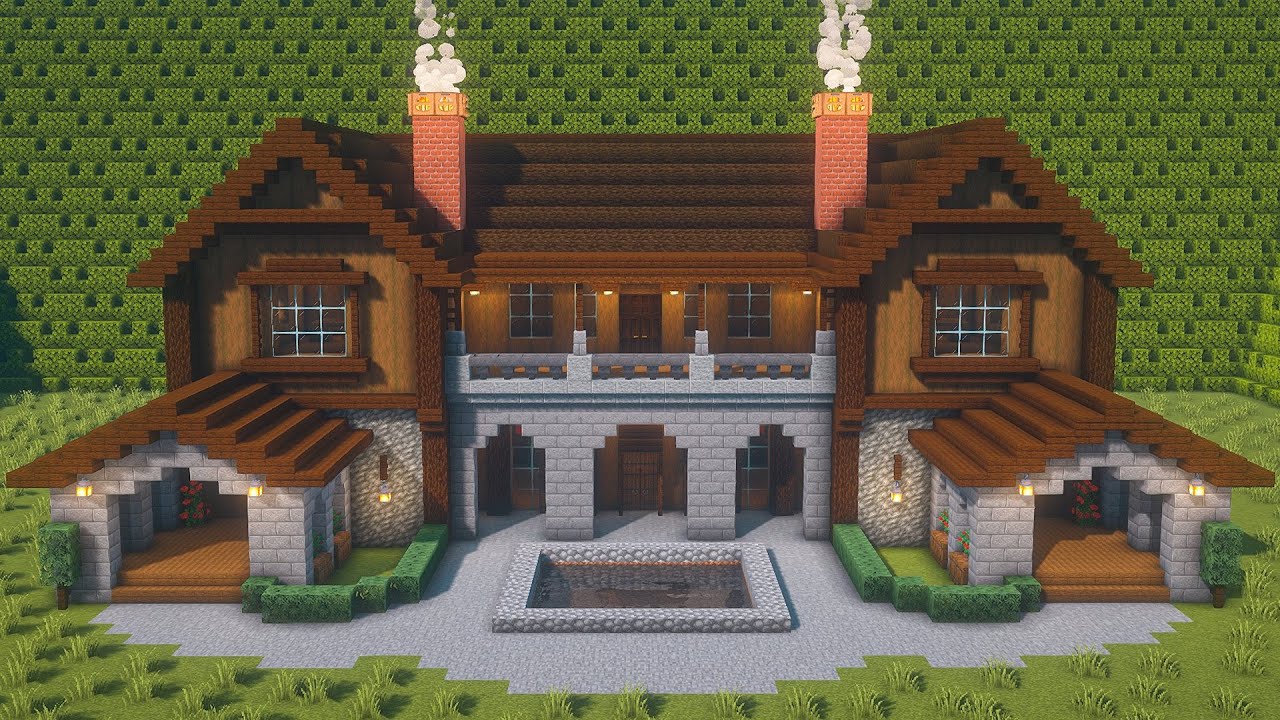 Minecraft: How To Build a Large Wooden Base (Mansion House) Tutorials [#47] | 마인크래프트 건축, 야생 기지