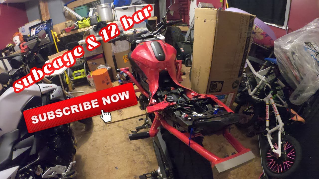 FZ 07 SUBCAGE/12 BAR & FRONT AXEL SLIDERS (fullmetalstunts) (stunt build ep. #9)