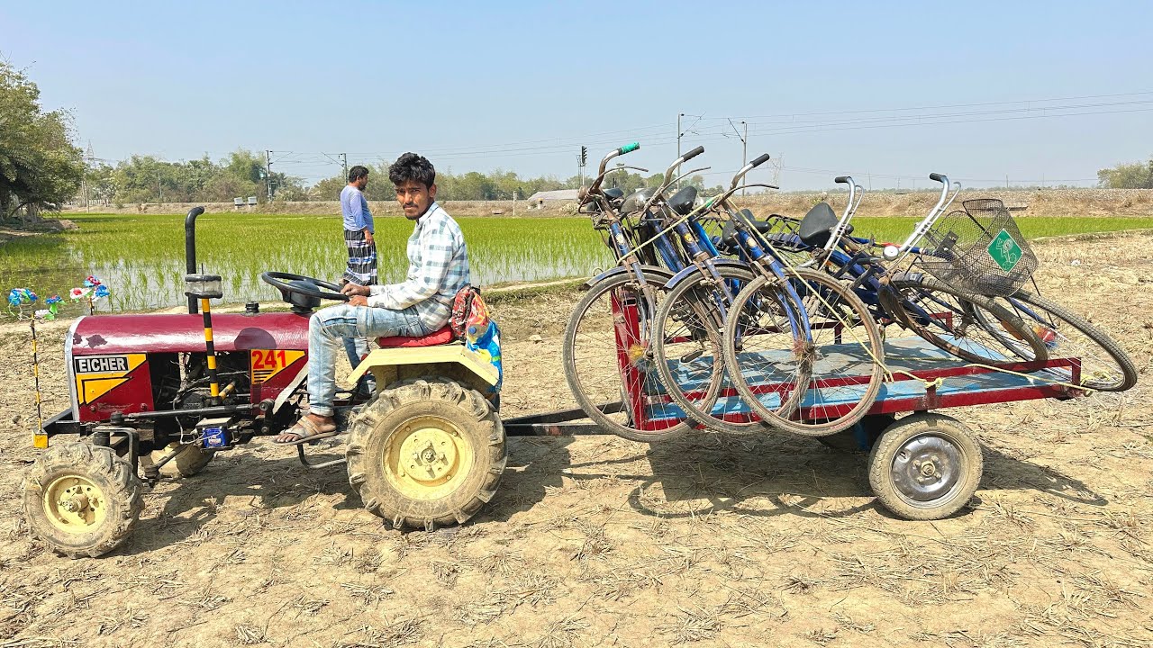We Loaded Five Bicycles Onto an Eicher Tractor and Brought Them | Tractor Loading | Tractor 