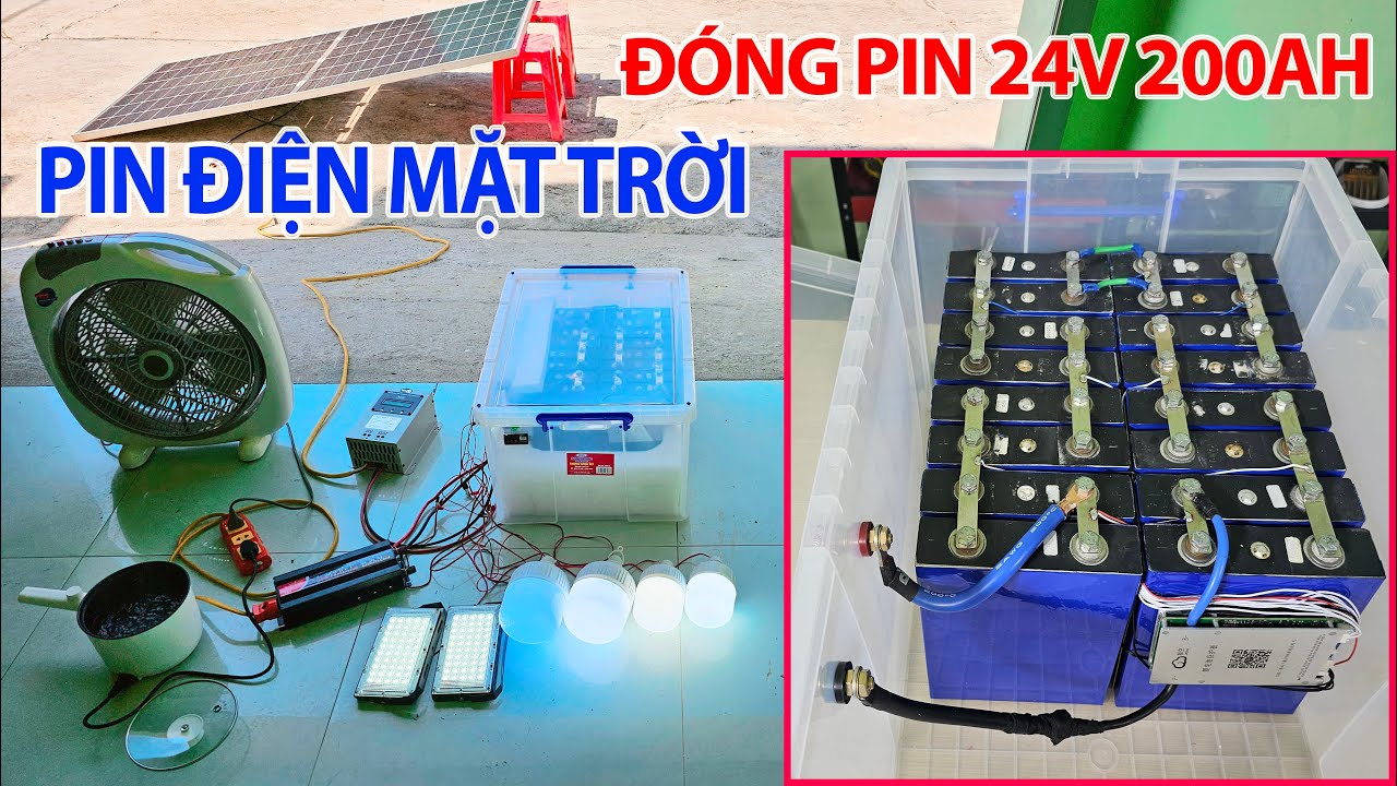 Đóng Khối Pin Lithium 8S 24v 200Ah Dùng Lưu trữ điện mặt trời, xe mobihome, xe rv, nguồn dự phòng