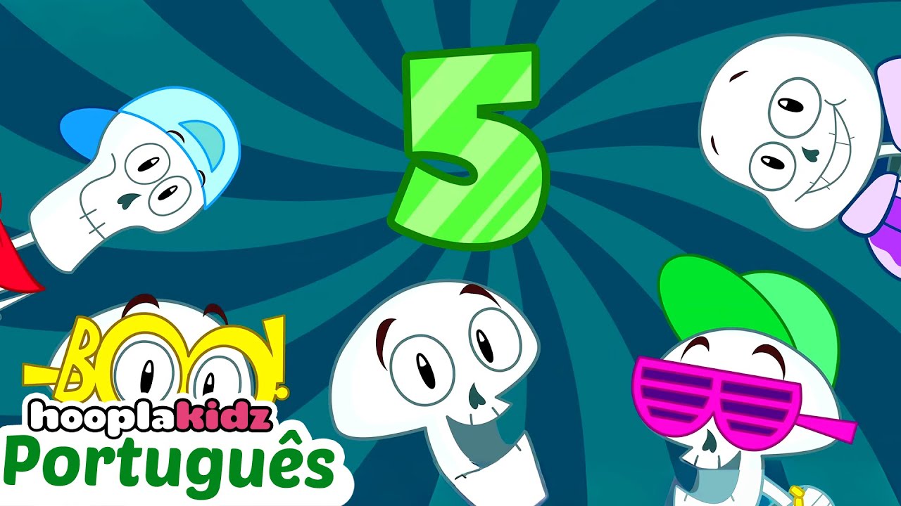 5 Esqueletos Malucos Dançando | Músicas assustadoras para crianças | HooplaKidz Brasil