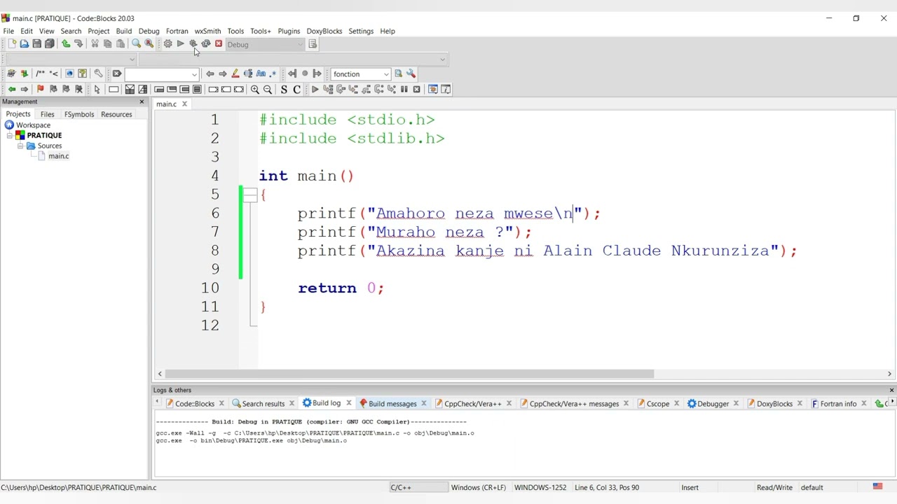 Cour de language et programmation sur le langage C - PRATIQUE PRINTF