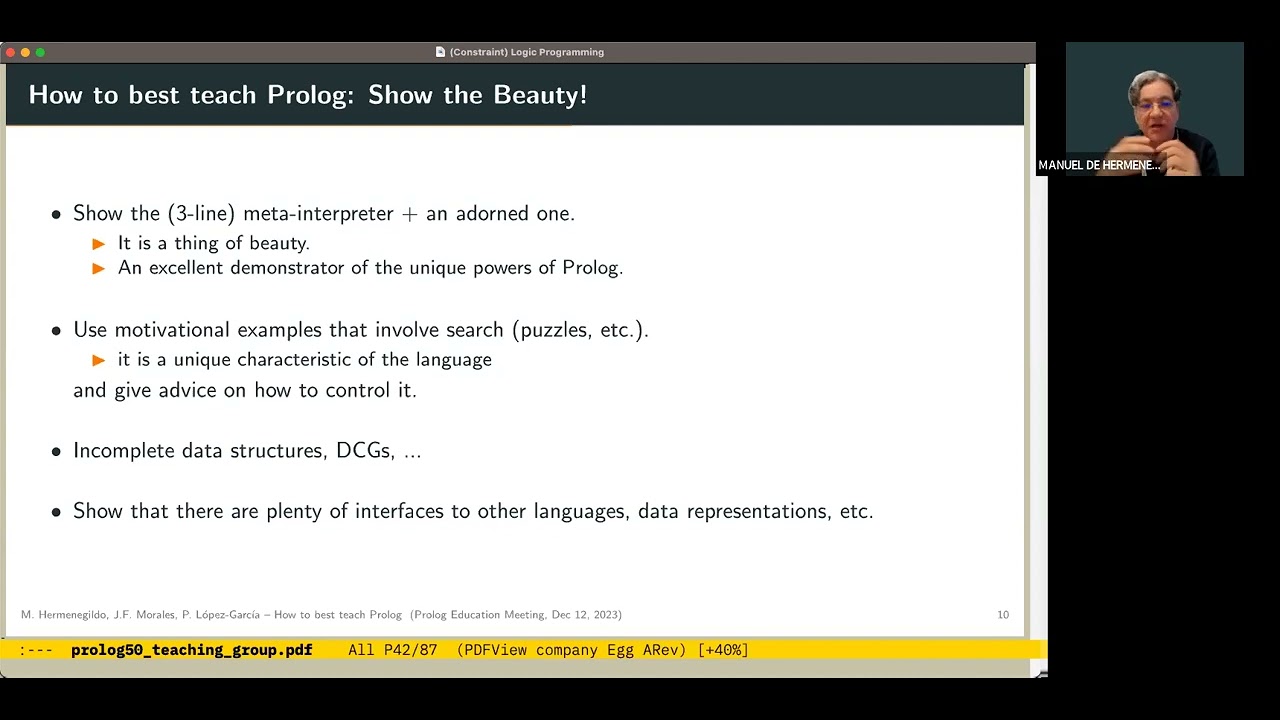 Manuel Hermenegildo on How to Best Teach Prolog