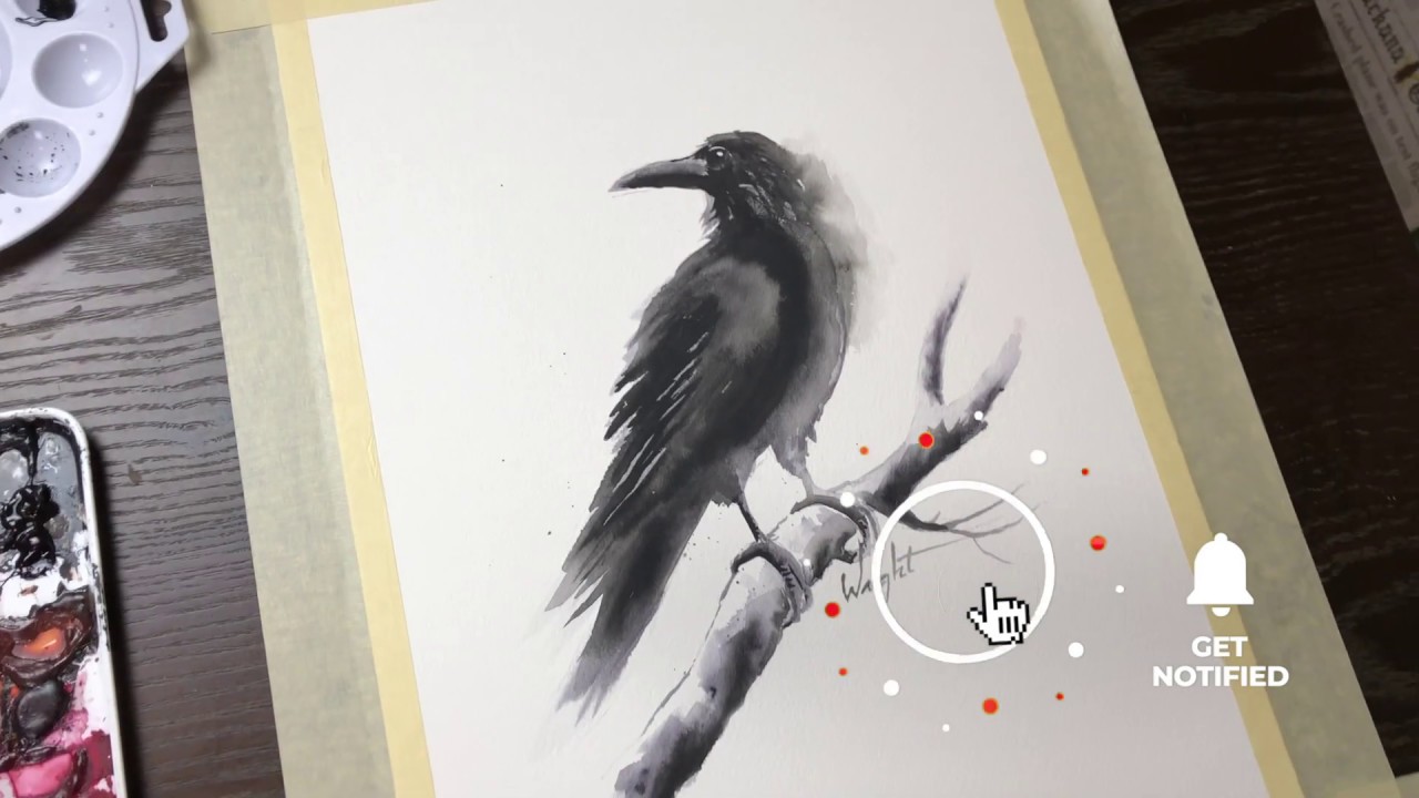 watercolor crow
