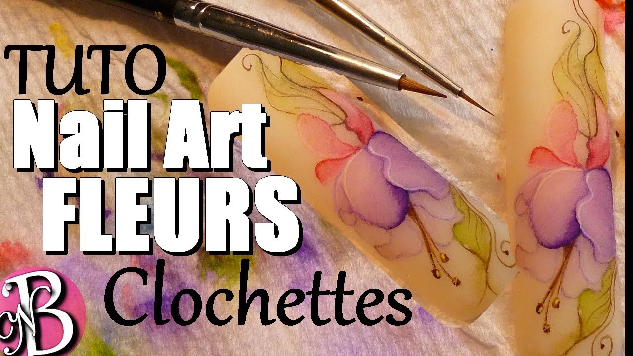 Nail art aquarelle - FLEUR Fushia - Watercolor flower