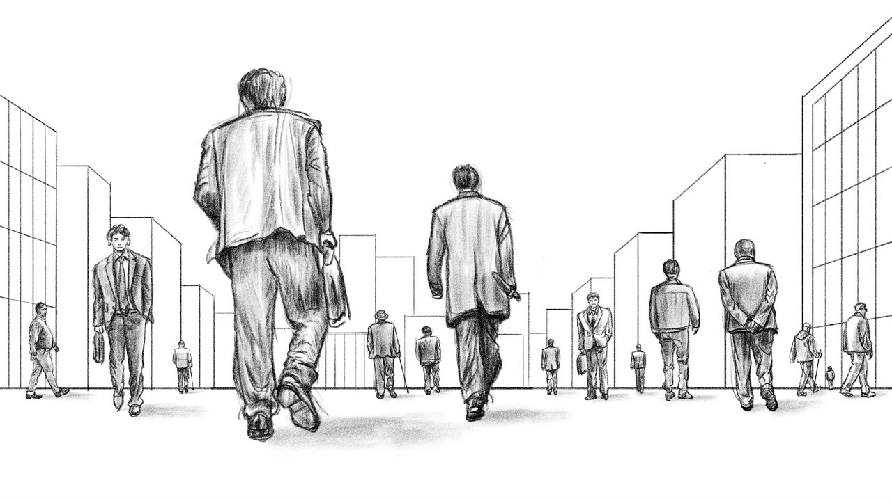Part 3 - How to Draw a Crowd of People in Perspective - Like a cat sees.