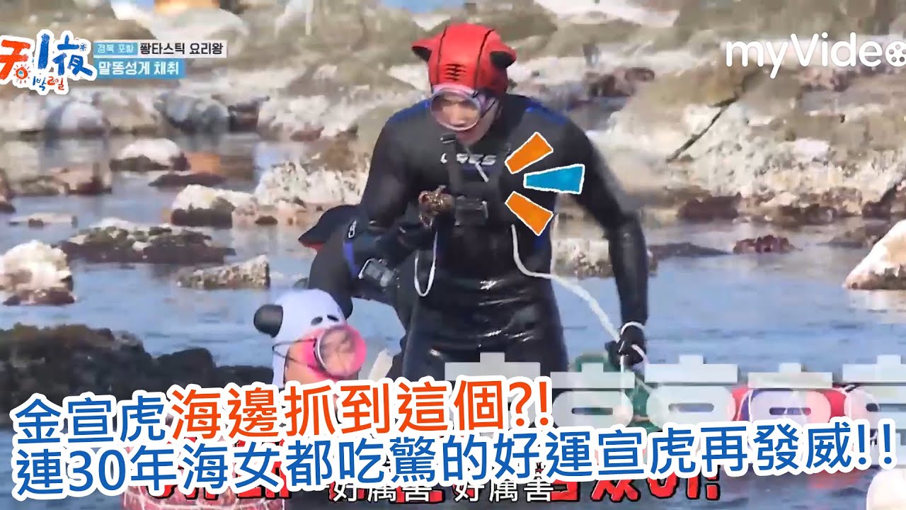 金宣虎海邊隨手抓到⋯⋯？連海女都吃驚的超強運！文世潤收穫滿滿簡直專業海男《兩天一夜》|myVideo