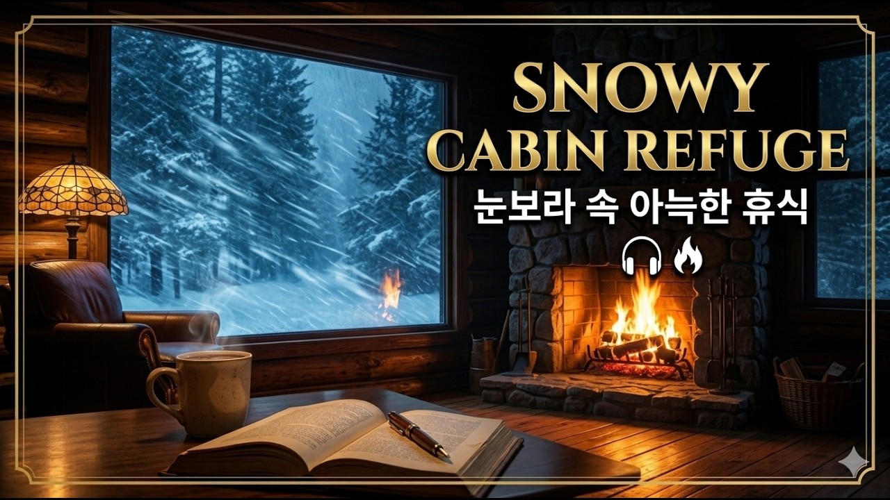 2 Hours Cozy Winter Cabin: Crackling Fireplace & Heavy Snow Sounds for Deep Sleep (4K)