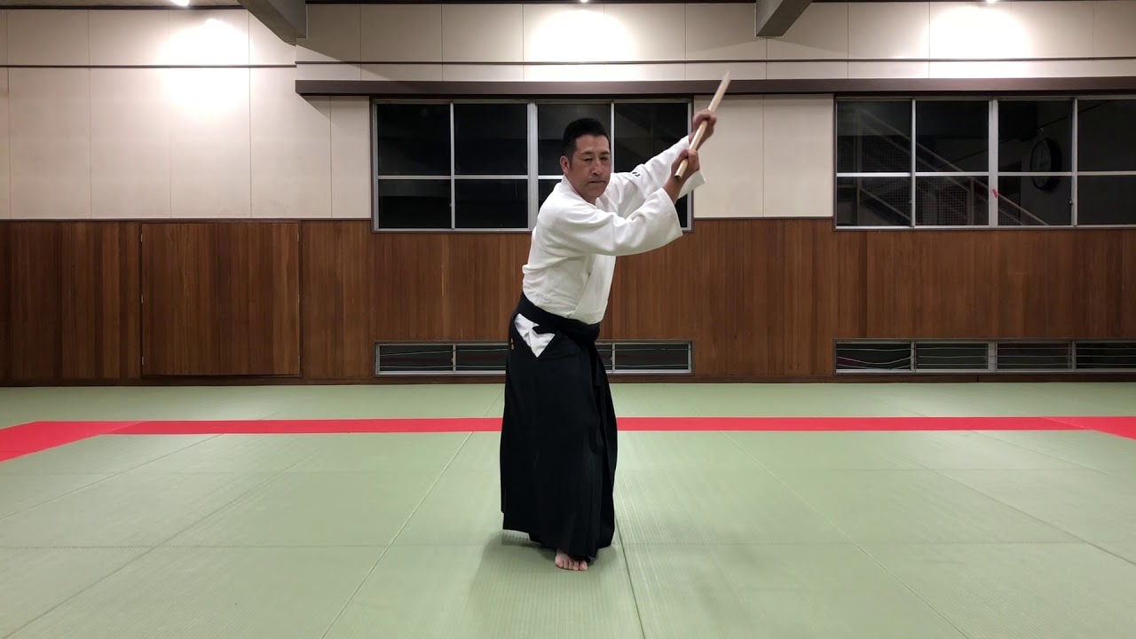合気道 杖素振り20