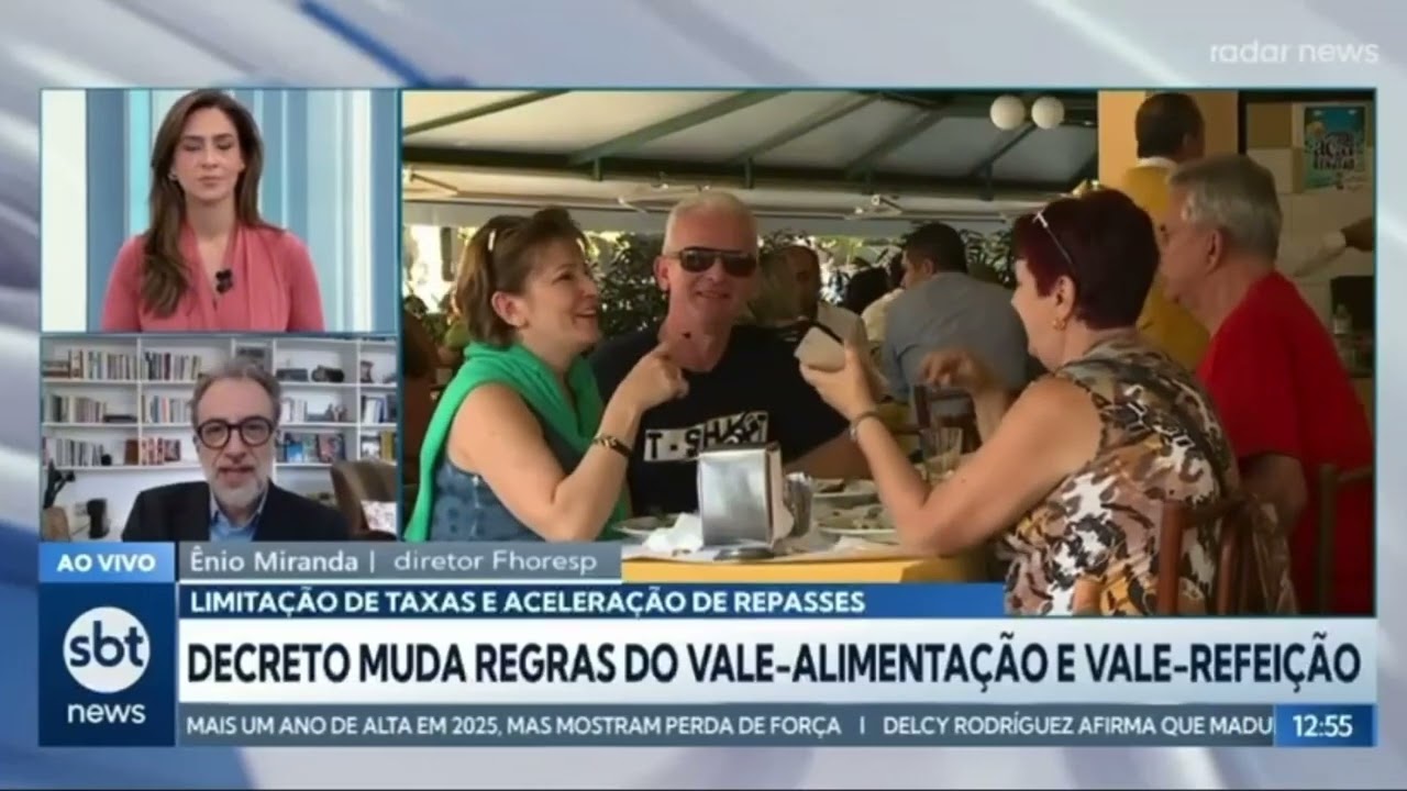 FHORESP no SBT News: Decreto muda regras do vale-alimentação e vale refeição