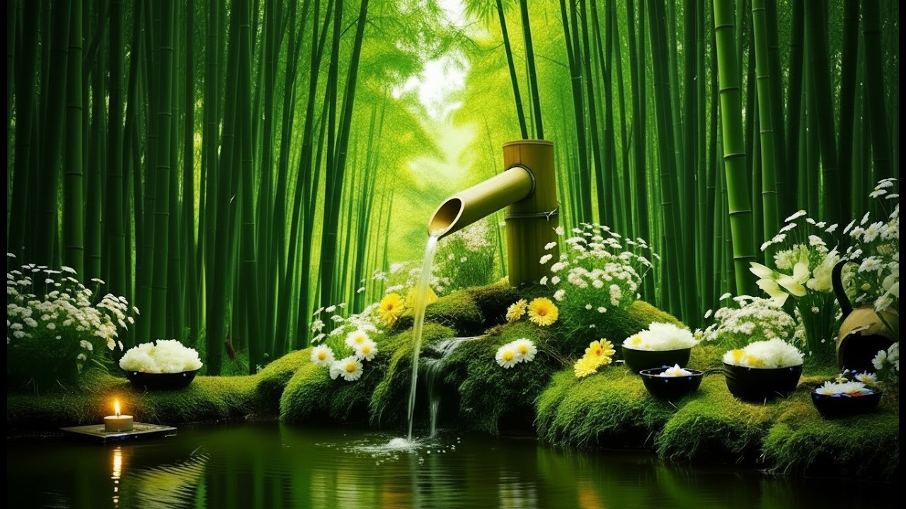 Mind Healing 🌿 Bamboo Water Sounds & Relaxing Music, Anxiety Relief