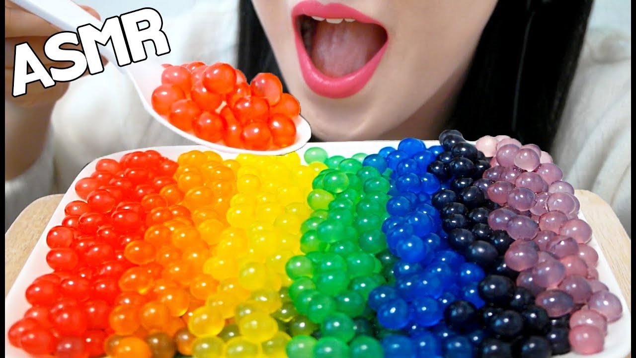 ASMR RAINBOW POPPING BOBA EATING SOUNDS 팝핑보바 리얼사운드 먹방 NO TALKING MUKBANG