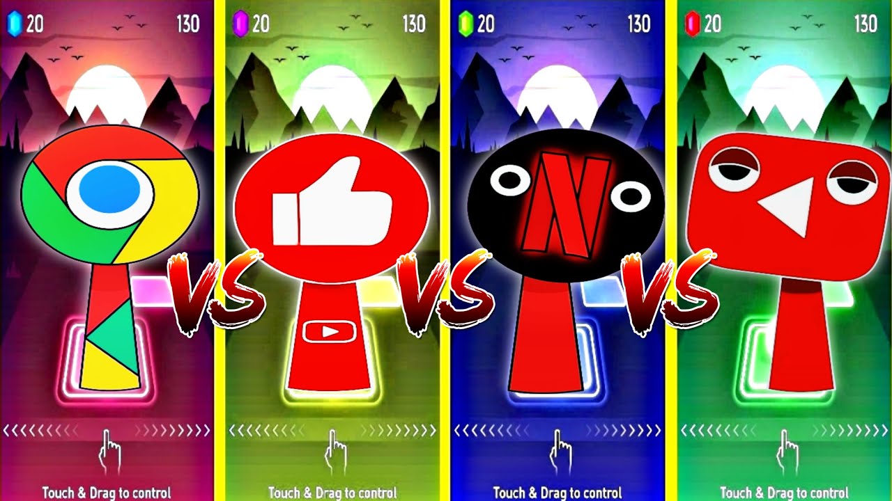 SPRUNKI OC GOOGLE 🆚 YOU TUBE LIKE 🆚 NETFLIX 🆚 YOU TUBE COFFIN DANCE SONG IN TILES HOP