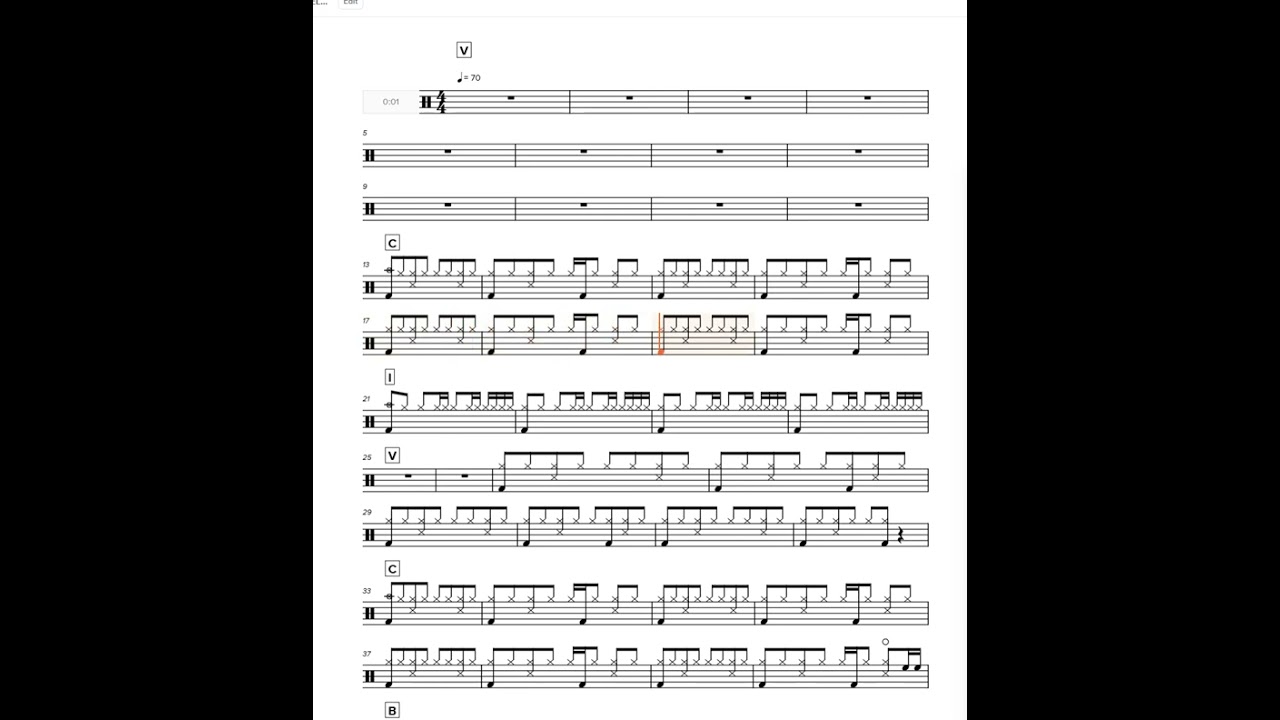 [Preview] Deep Inside-넬 (NELL)(70)-drum sheet music,drumtab,drumscore,드럼악보