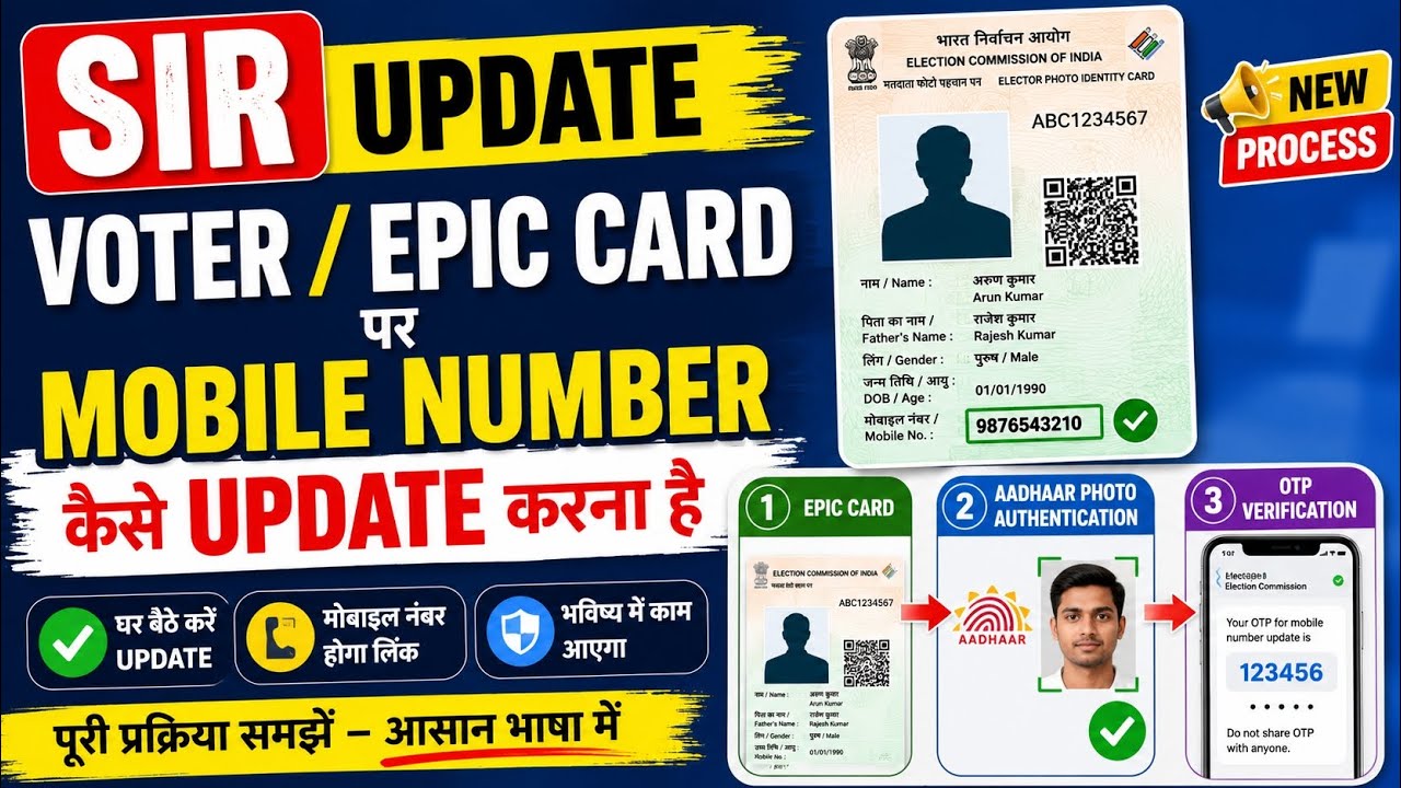 SIR | How to Update Mobile Number on Voter ID / EPIC Card? OTP & Aadhaar Authentication Process