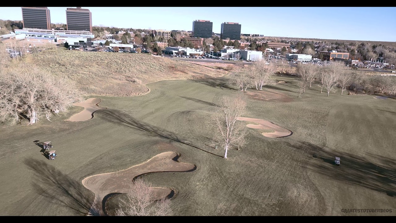 Drone over a park and river