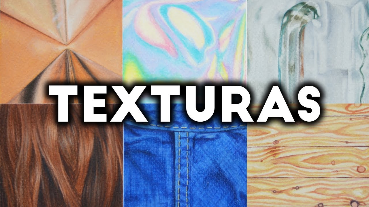 como pintar texturas con lápices de colores  Metal, holográfico, vidrio, cabello, mezclilla y madera