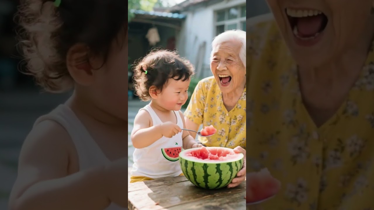 Grandma and Granddaughter Enjoy Watermelon Together 🍉👵👧 | Sweet Family Time