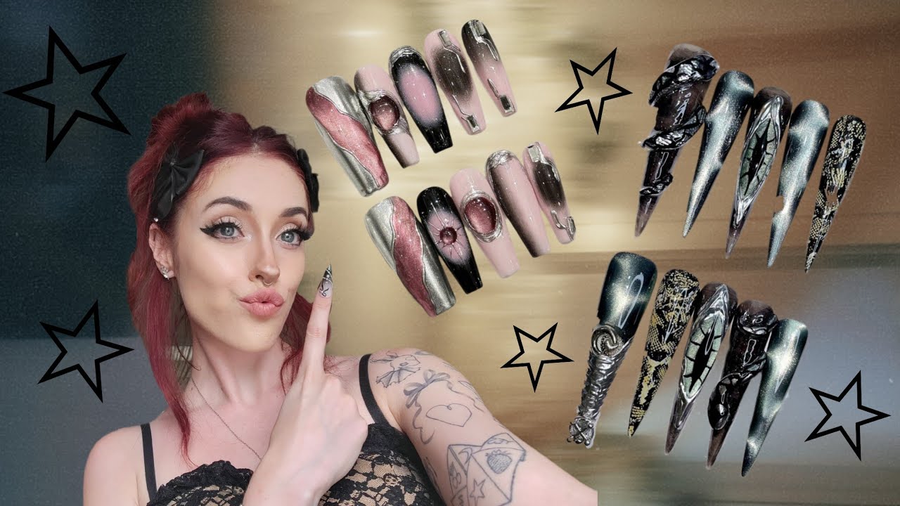 asmr ✶⋆.° i impulse bought too many gothic nails from shein