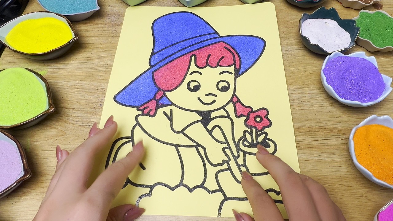 Colored Sand Art Baby Planting Flowers 👶🌸 | Cute and Lively Image