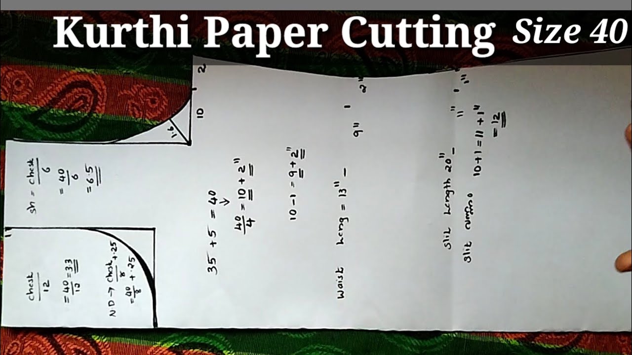 kurthi cutting size 40 in malayalam for beginners/ kurthi paper cutting using chest measurement only