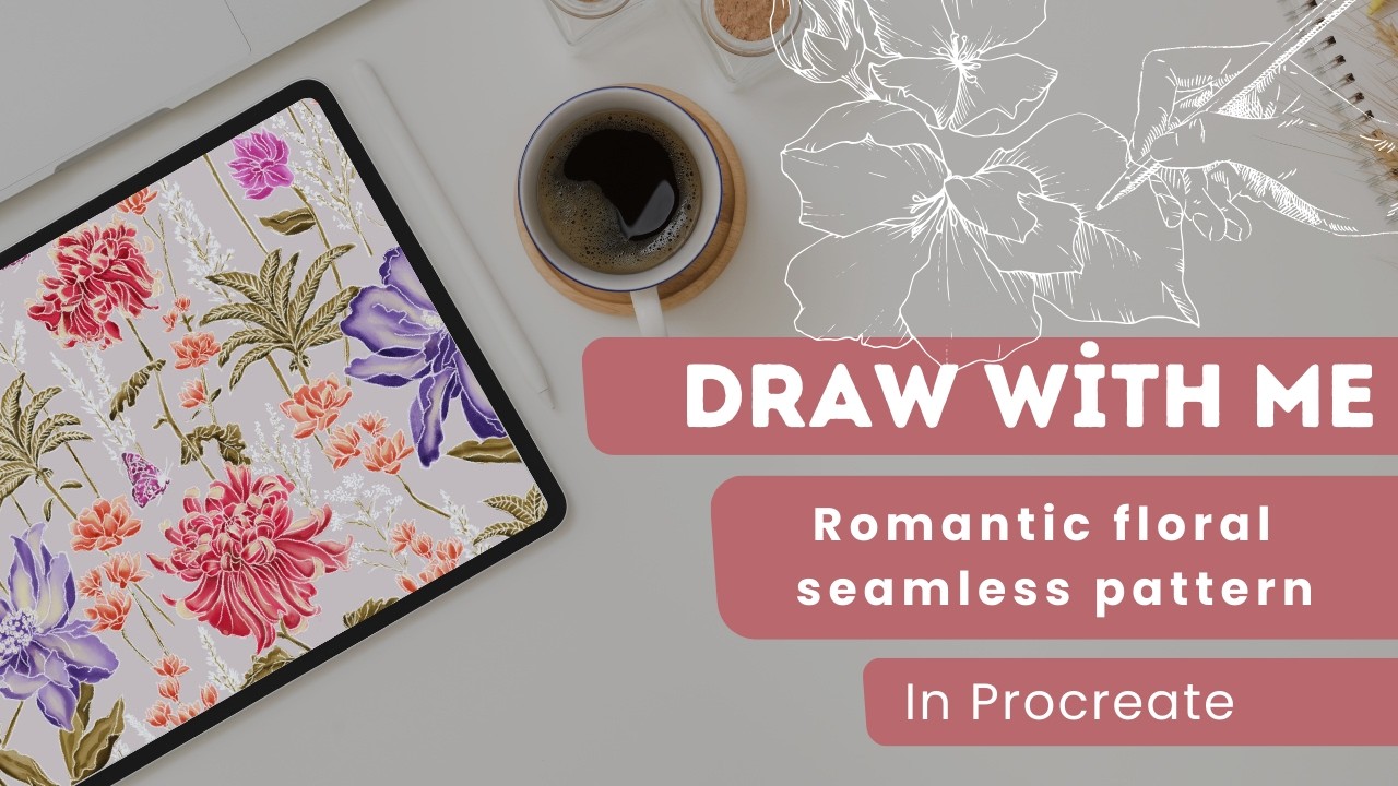 Romantic Floral Seamless Pattern in Procreate