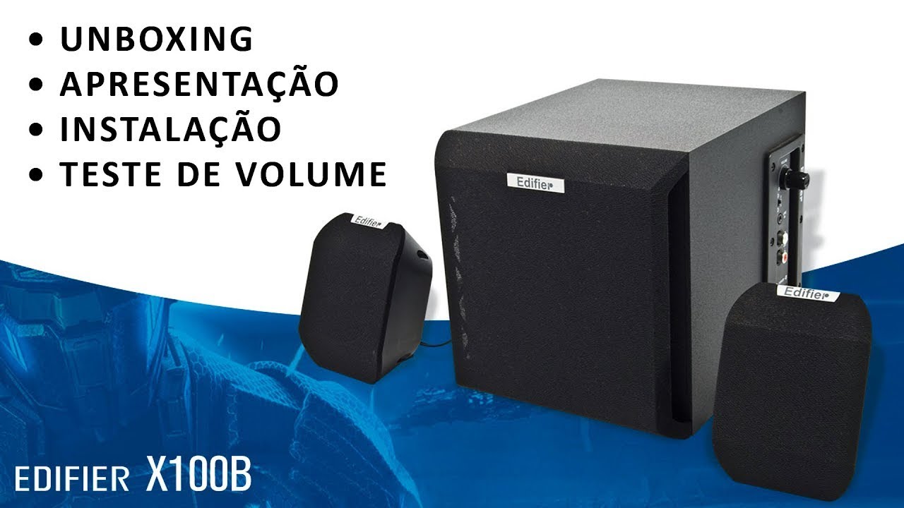 Caixa de Som Edifier X100B 2.1 15W RMS pra PC - Unboxing, Apresentação, Instalação e Teste de Volume