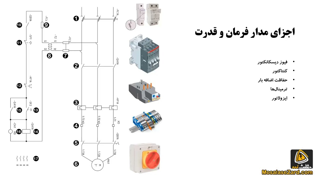 اجزای مدار فرمان و قدرت راه اندازی تک ضرب