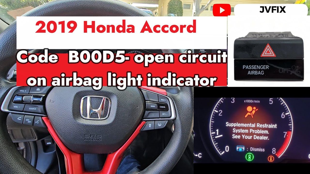 How to fix code B00D5-Air bag light indicator short circuit on this 2019 Honda Accord, Really Easy!