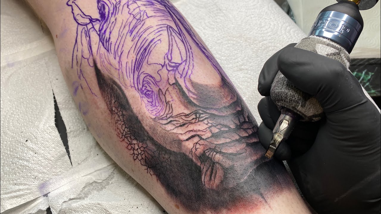 LIVE TATTOO: DETAILED RHINO PORTRAIT 🦏