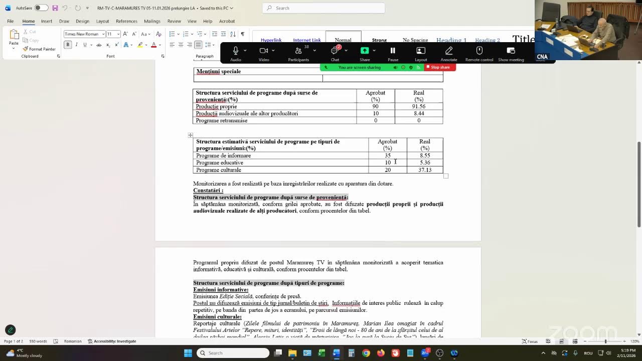 Ședința publică a CNA de miercuri, 11 februarie 2026, ora 10.00