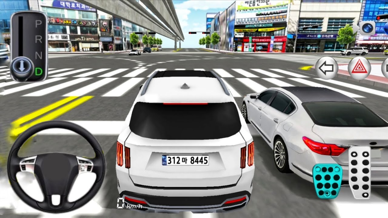 White Kia car driving city 3D class driving extreme racing