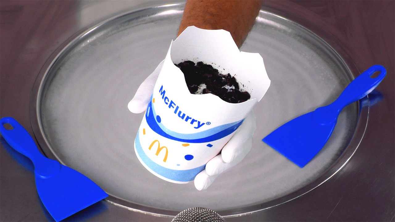ASMR - McFlurry Ice Cream Rolls | creamy Sound Satisfaction - oddly satisfying ASMR for Ears & Eyes
