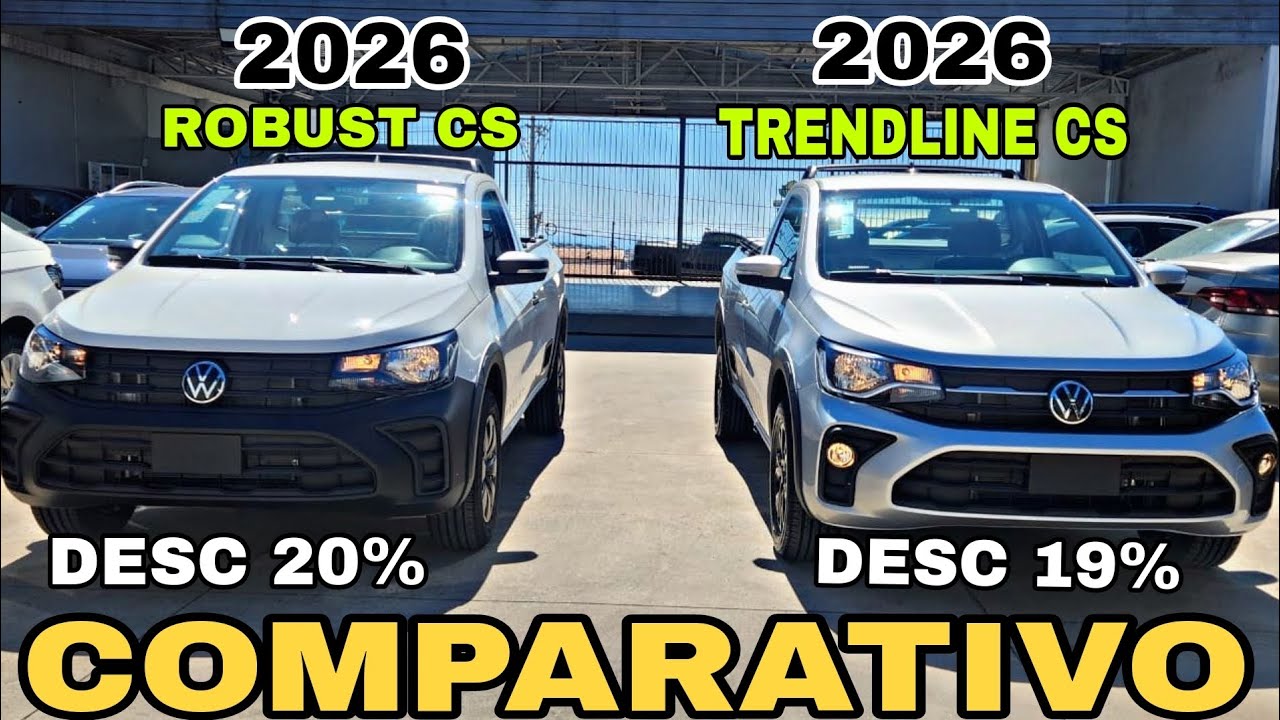 NOVA VW SAVEIRO ROBUST 2026 vs NOVA VW SAVEIRO TRENDLINE 2026 COMPARATIVO | Diferenças e Preços!!!