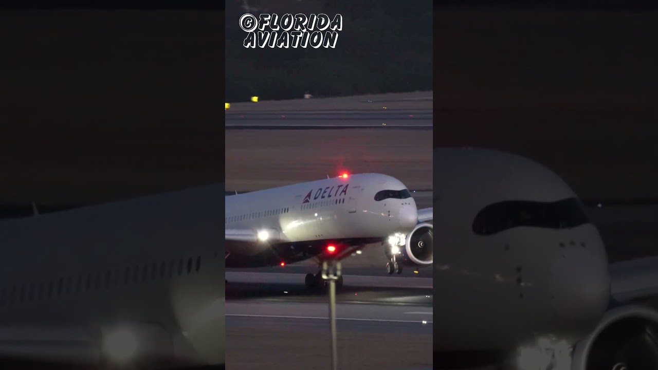 Beautiful Night Landing of Airbus A350 at Hartsfield-Jackson Atlanta International Airport