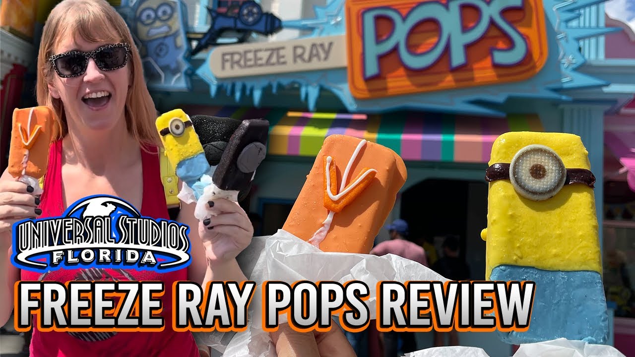 Minion Blue Banana, Vector Orange Creamsicle, and Gru Nutella Freeze Ray Pops in Minion Land