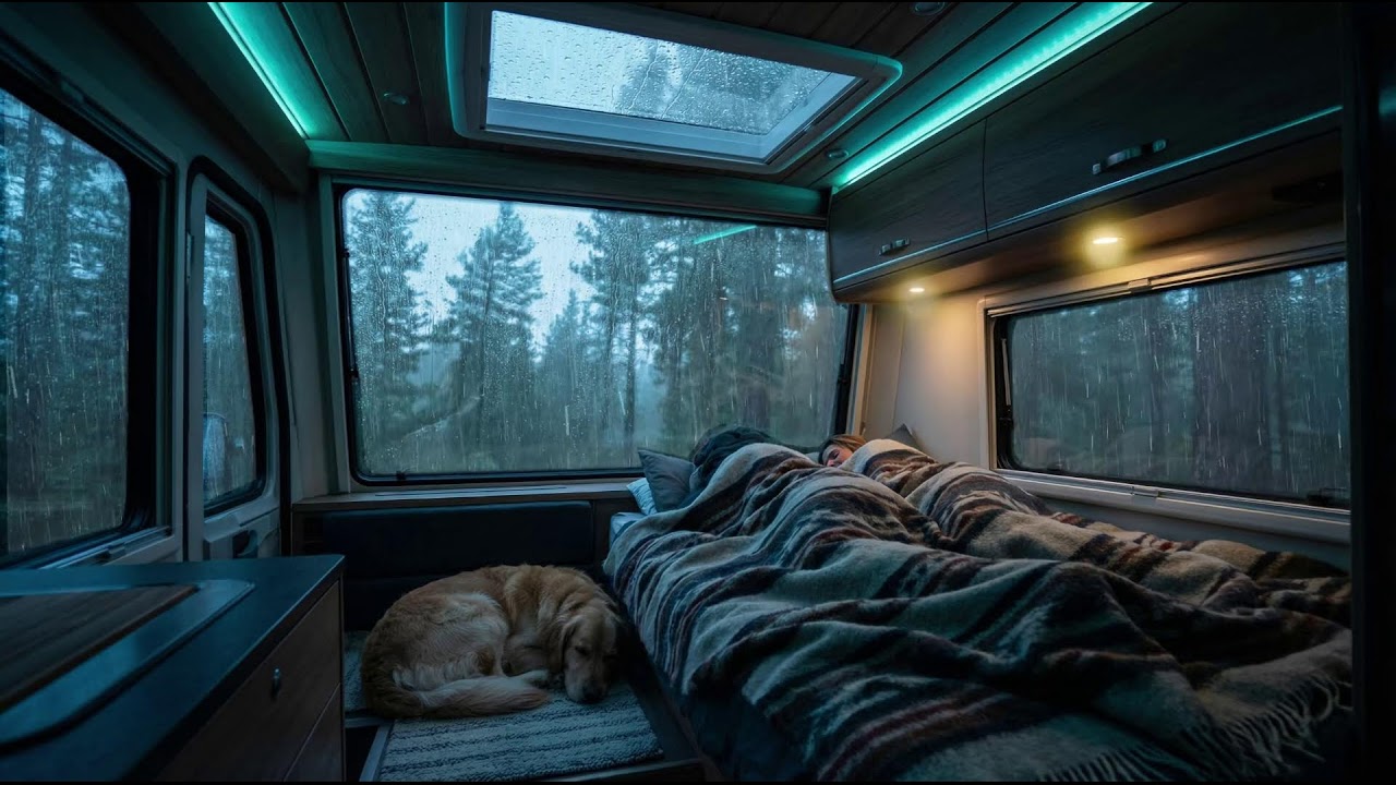 Deep Sleep Inside Camper Van 🚐🌧️ Heavy Rain on Glass, Cozy Night ASMR | Pure Relaxation