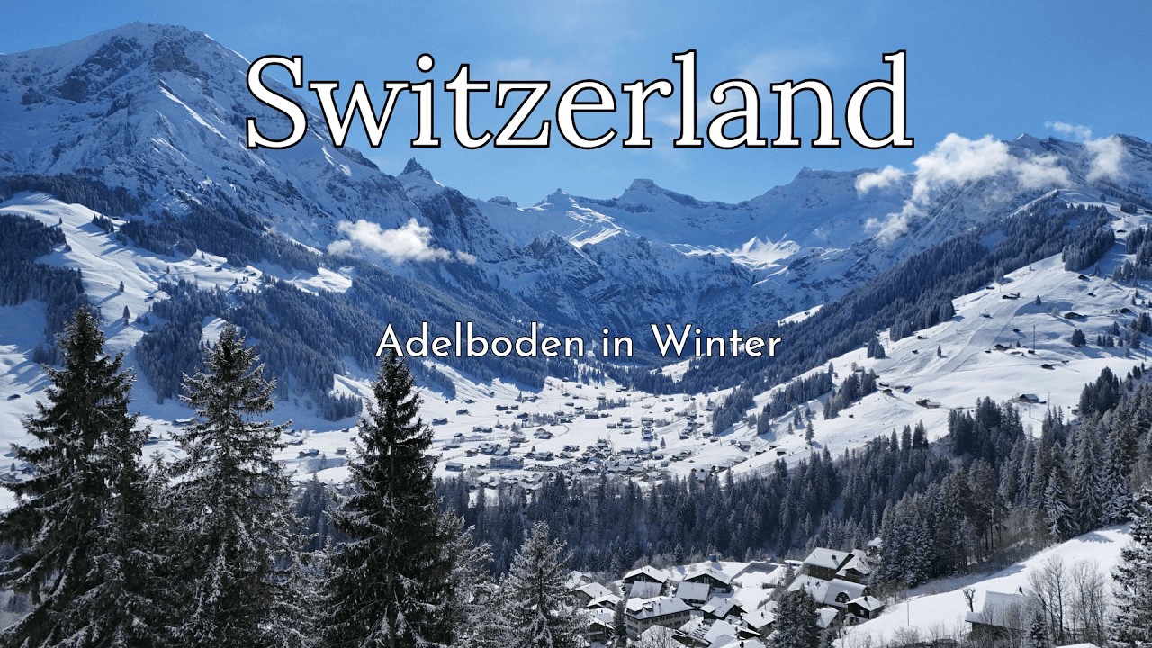 Flying over Adelboden, Switzerland after fresh snowfall