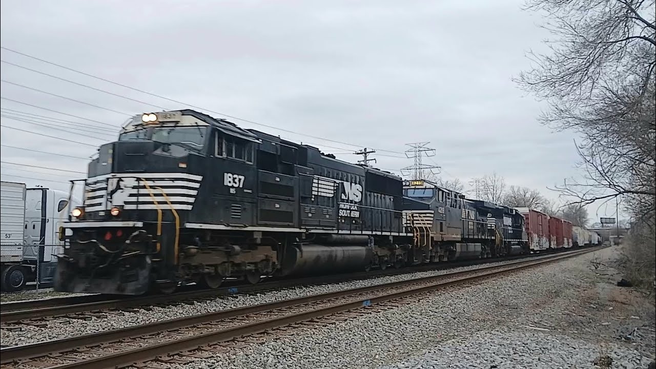 NS 1837 leads NS 170 Manifest Train East at Reading, OH